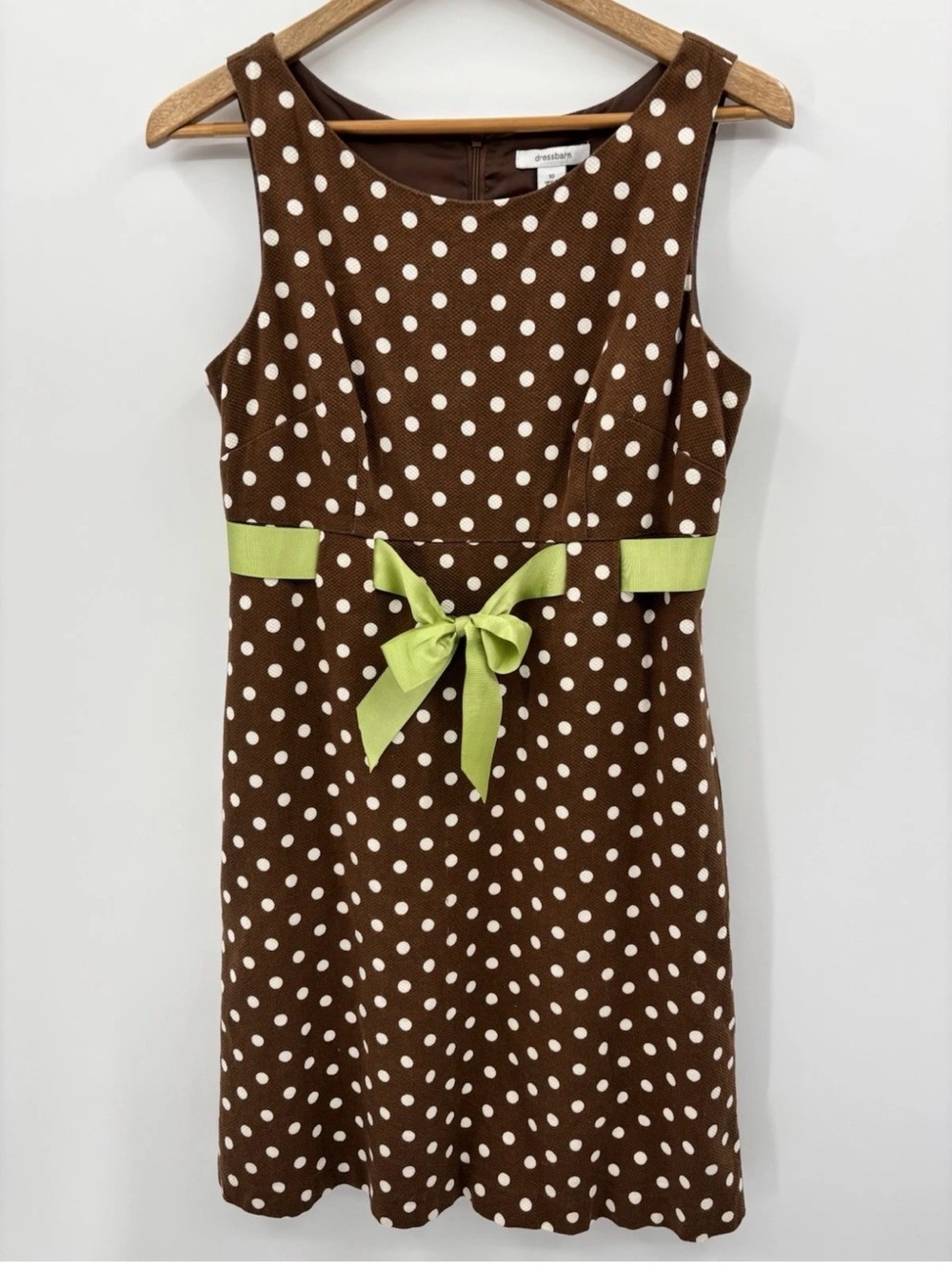 Dressbarn Polka Dot Sleeveless Dress Size 10 Brown & White